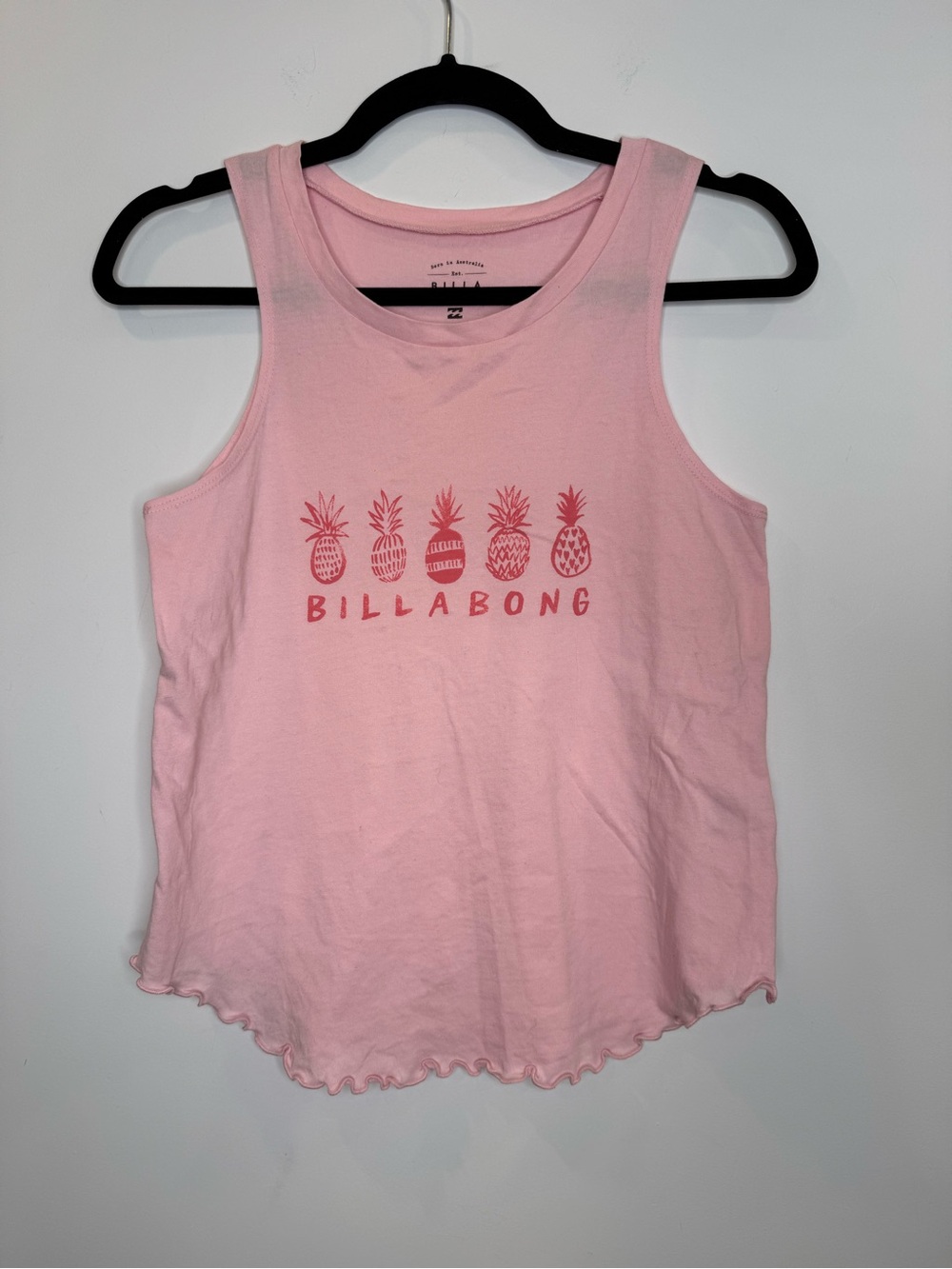 Billabong Light Pink Tank with Pineapple Row Graphic make it tropical XL